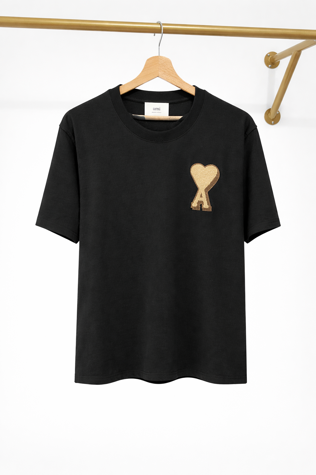T shirt Ami Noir Patch beige