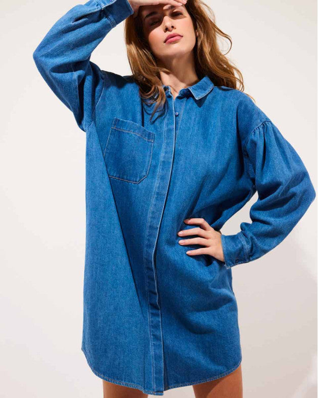 SUNDAY • Robe chemise courte en denim